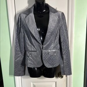 White House Black Market Light Gray Sparkle Blazer Business Chic Workwear Size 8